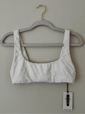 NWT RVCA Palm Grooves Bralette Top & Cheeky Bottoms Bikini Set, White – Medium